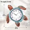 MUMTOP Turtle Outdoor Clock Waterproof, 12.6 Inch Outside Wall Clock with Thermometer Combo for Patio Pool Garden Home Decor, 13 Inch