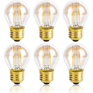 Vintage Amber Light Bulbs 25 watt Equivalent Dimmable E26 LED Bulb 2500K Warm Light, 2W LED Globe Edison Decorative Light Bulb, 6 Pack