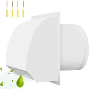 8 Inch Steel Hooded Dryer Cover with Screen and Backdraft Damper, White
