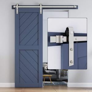 5 FT Brushed Nickel Sliding Barn Door Hardware Track Kit,Basic J Pulley,Heavy Duty,Slide Smoothly Quietly,Easy Install (5FT Track Kit for 26"~30" Wide Single Door)