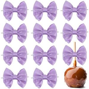 AIMUDI Purple Satin Ribbon Twist Tie Bows for Treat Bags 3.5" Lavender Bows for Crafts Small Bows for Gift Wrapping Premade Bows for Cake Pop Candy Apples Gift Bags Wedding Baby Shower -24 Counts