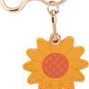 lasuroa Cute Sunflower Leather Keychain Holder, Waterproof Flower Anti-Scratch Hidden GPS Tracker Case Cover Tag with Key Ring Compatible with Airtag for Women Wallet Keys Bag Pet Backpack Purse