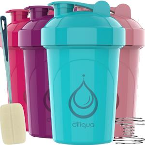 4 PACK, 20 oz Shaker Bottles for Protein Mixes, BPA-Free & Dishwasher Safe, Shaker Cups for protein shakes, Blender Shaker Bottle Pack (20 oz - Purple, Torquise, Pink, Burgundy)