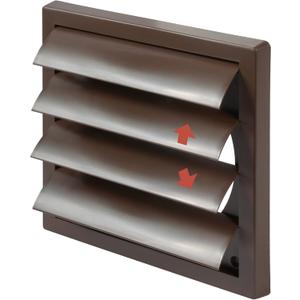 Plastic 6" Black Dryer Vent Cover with Flange - Exhaust Ventilation Grille with Shutters - Louvered Air Vent for Bathroom, Kitchen, Garage various Ventilation Systems 5.9" / 7.5" x 7.5"