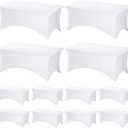 Fixwal 12 Pack White Spandex Rectangular Table Covers, 72"L x 30"W x 30"H, Wedding, Banquet, Party, Events