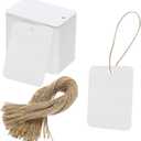 MECCANIXITY 100Pcs Kraft Paper Gift Tags with String,16x23.6 Inch Wood Pulp Paper Labels White Gift Bags Tag for Price Tags,Christmas Gifts, DIY Crafts, Wedding, Party Favors