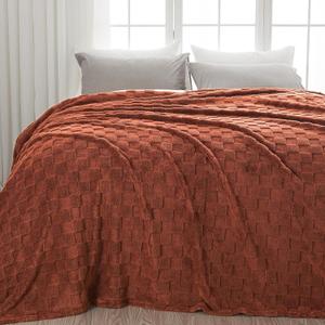 NEWCOSPLAY Super Soft King Blanket Coffee Premium Silky Flannel Fleece 3D Checkered Lightweight Bed Blanket All Season Use (Coffee Checkered, King(90"x110"))