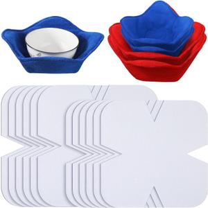 Tudomro 24 Pcs Bowl Cozy Pre Cut Batting Wrap Batting Bowl Cozy Template Pattern Wrap Cut on Fold Template for Sewing DIY, 9.84 x 9.84 Inch, 7.8 x 7.8 Inch