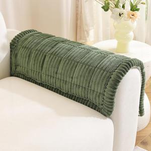 Royhom Couch Arm Covers, Fuzzy Arm Rest Covers for Sofa, Thick Chair Covers Armchair, Recliner Armrest Protectors for Pets, Dog Mat for Sofa Washable (Green, 20 x 24 Inch, 2 Pieces)