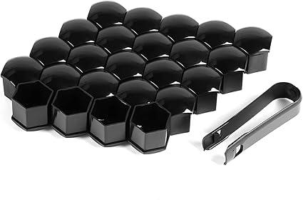 MIKKUPPA 20PCS Lug Nut Covers - Black 21 mm Inner Hex Plastic Wheel Bolt Dust Caps Auto Rims Nut Exterior Protection with Removal Clip