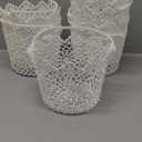 WILLBOND 8 Pcs White Flower Girl Basket with Handle for Wedding Ceremony, 5.9 x 4.72 x 4.33 Inch