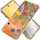 for iPhone 17 Pro Case, Cute Flower Girls Women Clear Case Silicone Shockproof Protective Cover with Pretty Floral Pattern for iPhone 17 Pro (Blooming Flowers)