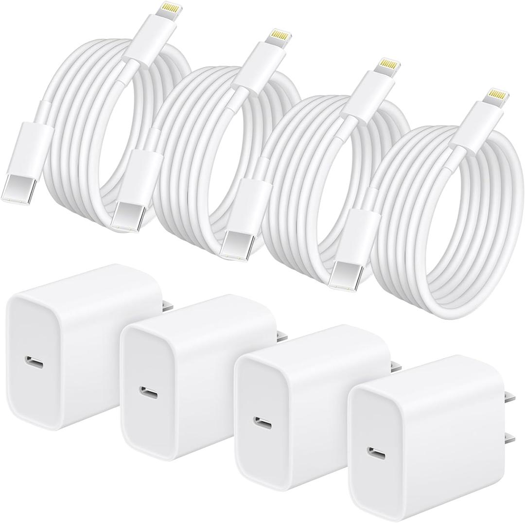 AISNI 4 Pack 6 ft Fast Charger Cord Compatible with iPhone Charger Fast Charging Block 20W PD USB C Charger Fast Charger for iPhone 14/13/12 Pro Max, 14 Plus,XR,XSMAX-White