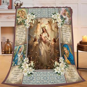 Virgin Mary Blanket Virgin Mary Throw Blanket Stuff Decor Merch Cozy Flannel Soft Warm Plush Lightweight Bedding Gifts for Girl Woman Sofa Bedding Couch 50"X40"