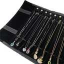 Portable Jewelry Roll Untangled Secure Necklace Travel Storage Bag Displays Holder 16 Chain (Black)