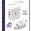 Retractable Travel Cable For On-The-Go Charging GaN Technology USB-C Laptop Charger With 6ft Charge/sync Cable