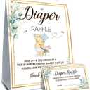 8 x Winnie Baby Shower Decorations-Baby Shower Games-Baby Shwoer Party Decor-Diaper Raffle-Baby Shower Table Sign Centerpieces-Baby Shower Games Pooh Birthday Supplies Party Decorations