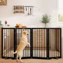 32" Extra Tall Freestanding Dog Gate, Foldable Pet Gate for Doorways Stairs Hallways, 4-Panel Dog Fence with Support Feet for Stability, Folding Puppy Gate Easy to Carry No Drilling 72"x32"