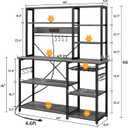 SUPERJARE Larger Bakers Rack with Power Outlets, 6-Tier Microwave Stand, Coffee Bar with 12 S-Shaped Hooks, Kitchen Shelf with Wire Basket, 47.2 x 15.5X 66.9 Inches, Grey