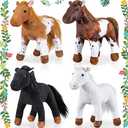Skylety 4 Pcs Stuffed Horse Toy 8 Inch Horse Plush Stuffed Animals Cute Plush Assorted Toy Brown Animals Gifts Party Favors Supplies Decoration(Standing Spotted Style)