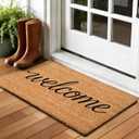 Natural Coco Coir Door Mat with Heavy Duty Backing, 17" x 30" Anti-Slip Coconut Welcome Mat Outside Entrance, Easy Clean Front Door Doormat for Entry, Porch, Patio, Garden, Garage, Mudroom