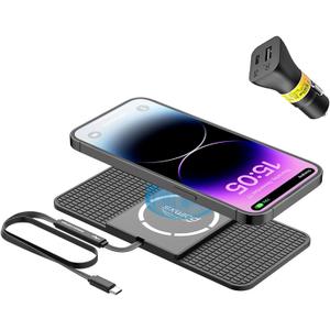 Magnetic Wireless Car Charger Charging pad,POLMXS 15W Fast Wireless Phone Charger car Cell Phone coldless Charging mat Compatible with iphone12/13/14/15 Series airpod (C11L)
