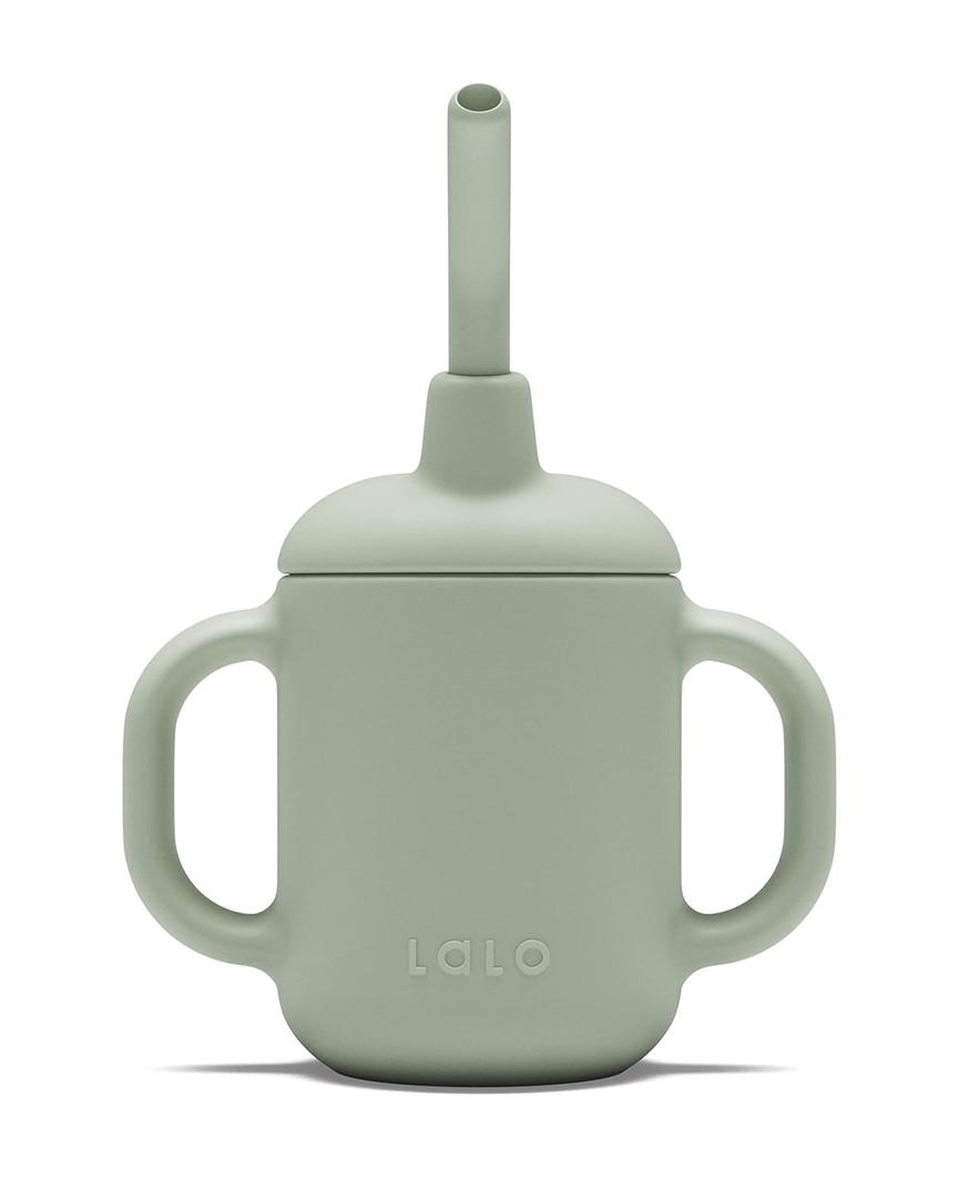 Lalo Little Cup, Non-Toxic Silicone Straw Cup with Handles - Baby and Toddler Sippy Cup - Mini Cup and Straw Training System, 4oz, Sage