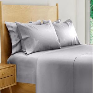 BAMPURE Luxury Series 6 Pcs King Sheet Set - 100% Viscose derived from Bamboo Sheets King Size - (Light Gray)