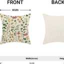 Spring Pillow Covers 16x16 Set of 2 Green Pink Floral Leaves Throw Pillow Covers Decoration Summer Flower Plants Farmhouse Decorative Linen Cushion Cover for Couch Sofa Outdoor Decor