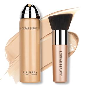 AirBrush Foundation Spray, Silky Mist Spray Makeup Kit with Brush, Full Coverage Foundation for Smooth Radiant Finish, Formula Breathable Lightweight Hydrating | #02 Nude (2.36 Fl Oz (Pack of 1))