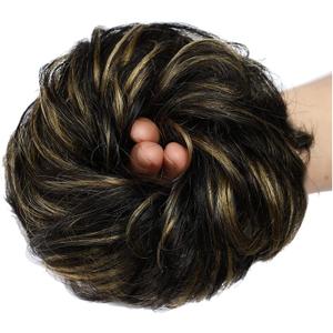 Messy Bun Hair Curly Wavy Messy Remy Human Hair Extensions Chignon for Women Brazilian Human Hair Messy Bun Chignon Extension Fluffy Bun Hair Scrunchies Extension Real Human Hair Buns (Color : P1B-27