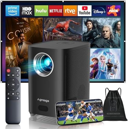 Native 1080P WiFi Bluetooth Projector – 15,000 Lumens Mini Portable Outdoor Movie Projector with Electric Focus, Compatible with TV Stick, HDMI, USB, Android (Black)