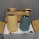 20 OZ Glass Cups with Bamboo Lids and Straws  Beer Can Drinking Glasses with Silicone Protective Sleeve Set, Iced Coffee Glasses, Cute Tumbler Cup for Water, Tea, Gift  Cambridge Blue, Amber