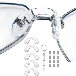 5 pcs Eyeglasses Nose Pads,U Shaped Eyeglasses Nose Pads Screw-in Eyeglass Nose Piece Soft Silicone Nose pad for Eye Glasses Sunglass EyewearM Size