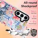 ChiCsFleur for Samsung Galaxy S24 Plus Case, TPU Phone case with Camera Protection for Women Girls Teens - Coastal Collage Pink Bow Disco Ball Y2K Gift Tropical Floral Blue White Aesthetic Unique (MarineOcean)