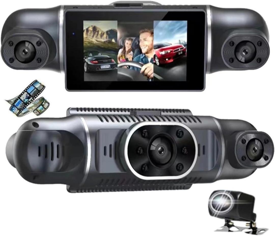 4 Channel Dash Cam, 360 Degree Panoramic Car Recorder 1080P, Dash Camera for Cars with IR NightVision, Motion Detection, Emergency Save Function, Automatic On Off