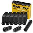 Dynofit 9/16"-18 Wheel Lug Nuts, 32pcs Closed End Spline Fuel Lugnuts Compatible With Dodge Ram 1500 2002-2010& Ram 2500 3500 1994-2011,Black Aftermarket Wheel Nut Include 1 Socket Key for 5&8 Lug Rim