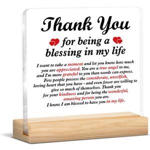 Thank You Gifts for Women Men, Appreciation Religious Gifts for Coworker Principal Friends, Thank You for Being a Blessing in My Life Acrylic Plaque Sign with Wooden Stand Home Office Decor