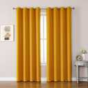 ChrisDowa Grommet Room Darkening Curtains for Bedroom and Living Room - 2 Panels Set Thermal Insulated Blackout Curtains (Mustard Yellow, 52W x 95L)