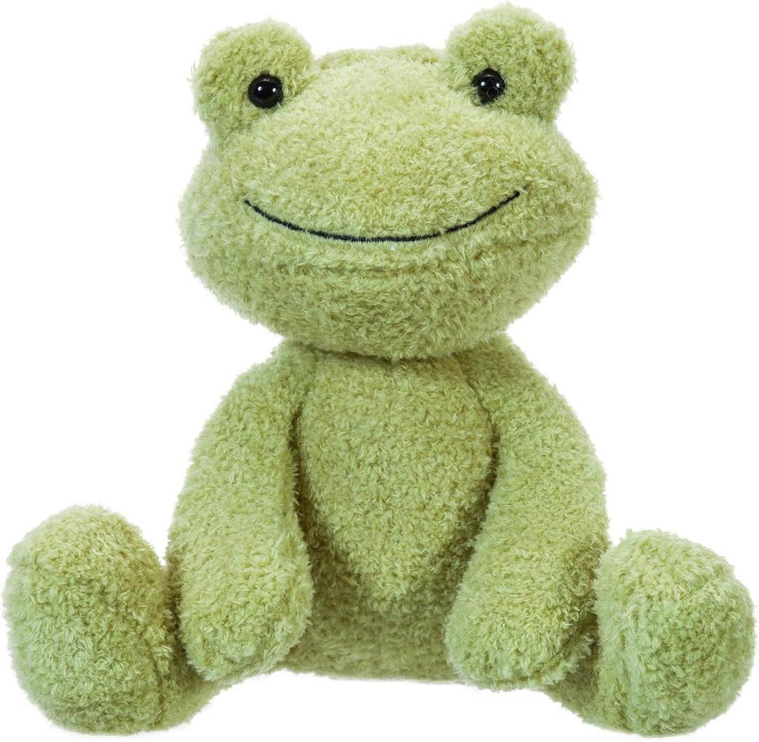 Apricot Lamb Toys Plush Velvet Frog Stuffed Animal Soft Cuddly Perfect for Child (Green Frog,9 Inches)