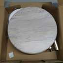 Round Side Table, Small Drink Table for Small Spaces, Modern Accent End Table with Metal Leg for Living Room, Bedroom, Corners, and Office (Marble)
