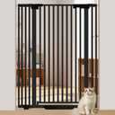 51'' Extra Tall Cat Gate Barrier for Doorways Hallways, Pressure Mounted Pet Dog Gates Ajustable Auto Close, Cat Fence Indoor Climb Proof 30-41'' Wide (Black)