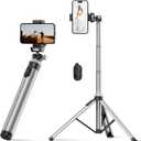 EUCOS Metal 67" iPhone Tripod Stand with Remote & Lightweight Camera Stand, Sturdy Extendable Cell Phone Tripod for iPhone 15 Pro Max 14 13 12/Android (Brooklyn Grey)