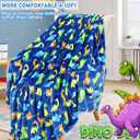 Warm Soft Toddler Fleece Blankets for Boys with Dinosaur Pattern Print - Cozy Fuzzy Plush Flannel Kids Throw Blanket for Daycare & School - 50x60 inches (Blue Dinosaur Paradise)