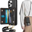 TUCCH Crossbody Wallet Case for iPhone 16 Pro Max (6.9"), RFID Blocking [6 Card Slots][Detachable Adjustable Lanyard], Magnetic Wallet PU Leather Shockproof Phone Cover for iPhone 16 Pro Max, Black