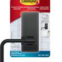Command Toilet Paper Holder Matte Black with Water Resistant Command Strips, Rust Resistant Bathroom Organizer (Large)