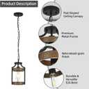 Farmhouse Pendant Light, Rustic Wood Metal Light Fixtures with Adjustable Hanging Chain, Small Pendant Lighting for Kitchen Island, Dining Room, Entryway, Cafe & Bar, 2 Pack