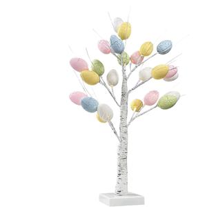 Easter Egg Tree, 17.7" Lighted Easter Tree Battery Operated, LED Birch Tree Tabletop Centerpiece Light for Easter Decorations