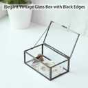 HighFree Vintage Glass Box with Lid - Clear Jewelry Glass Display Box Keepsake Box - Home Decor Decorative Box for Trinket Rings Bracelet (Black, Small)