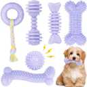 6 Pack Dog Chew Toys, Purple, Small Dog Teething Toys, Soft Durable Interactive Toys for Puppies